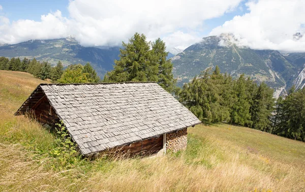 Hutten Zwitserland Houten Hut Bergen — Stockfoto