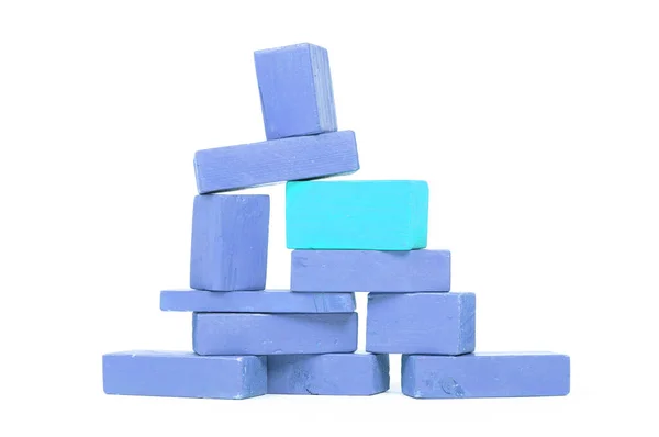 Vintage Blaue Bausteine Isoliert Auf Weißem Hintergrund Einer Sticht Heraus — Stockfoto