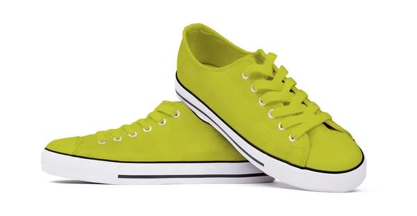Para Butów Izolowanych Białym Tle Żółty — Zdjęcie stockowe