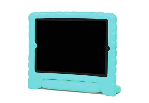 Tabletta Fényes Fedelű Gyermekeknek Tervezett Elszigetelt Fehér — Stock Fotó