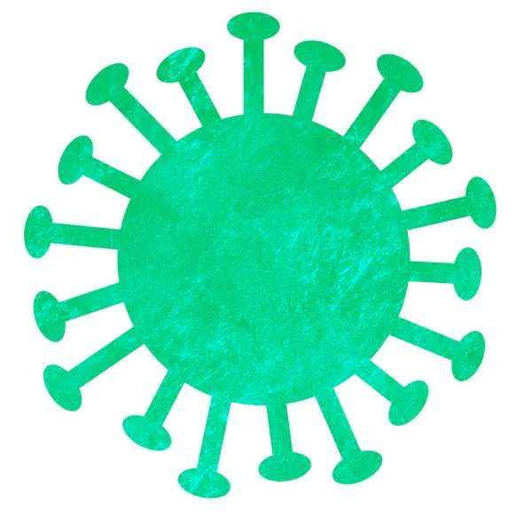 Virus Corona Batteri Isolati Bianco Verde — Foto Stock