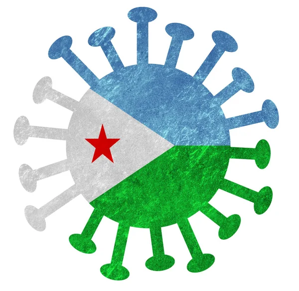 National Flag Djibouti Corona Virus Bacteria Isolated White — Stock Photo, Image