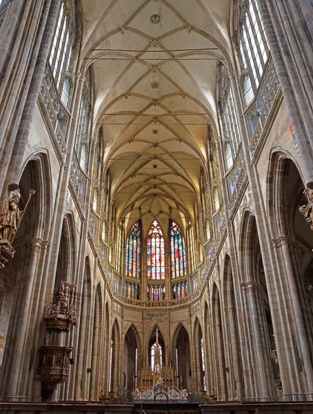 Grande Interior Catedral São Vito República Checa Praga — Fotografia de Stock