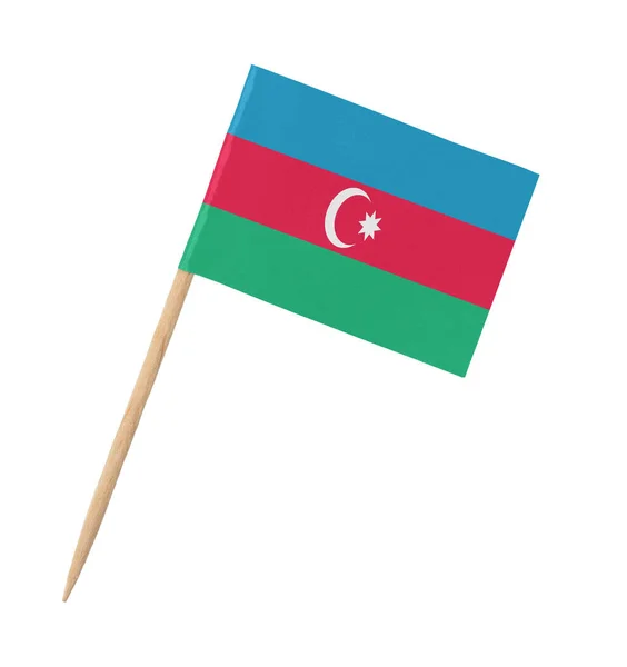 Malá Papírová Vlajka Ázerbájdžánu Dřevěné Tyčce Izolovaná Bílém — Stock fotografie