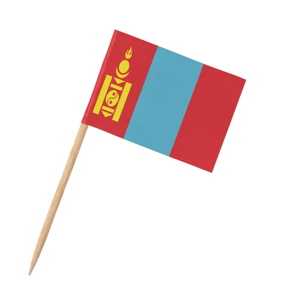 Kleine Papieren Vlag Van Mongolië Houten Stokje Geïsoleerd Wit — Stockfoto