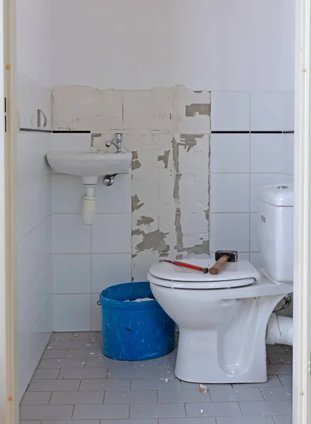 Breaking Ceramic Tiles Work Progress Maintenance — Stock Photo, Image