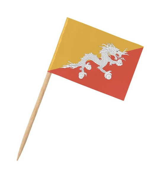 Bandera Papel Pequeña Bután Palo Madera Aislada Blanco —  Fotos de Stock