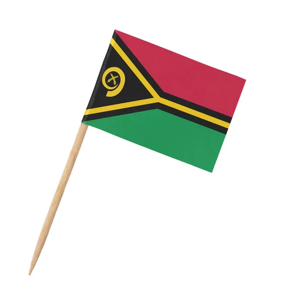 Маленький Бумажный Флаг Вануату Деревянной Палочке Изолированный Белом — стоковое фото