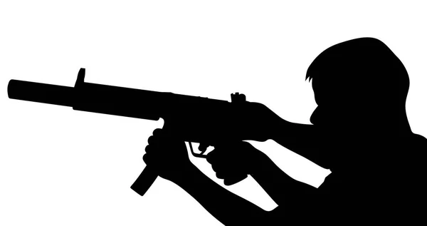 Silhouette Soldat Cible Avec Vecteur Automatique Fusil — Image vectorielle