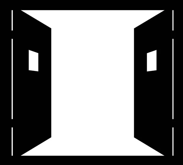 Dos Puertas Abiertas Vector Negro — Vector de stock