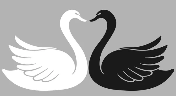 Two Swan Lovers One Another Shaping Heart — Stock Vector