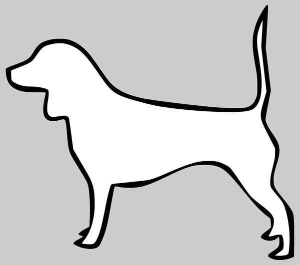 Pes Černobílý Silueta Vektorový Obrázek — Stockový vektor