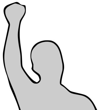 yükseltilmiş kol vektör siluet adamla