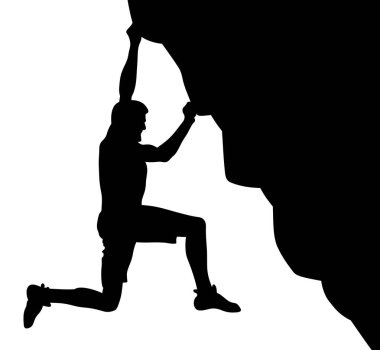 Onun elleri vektör üzerinde asılı climber erkeği