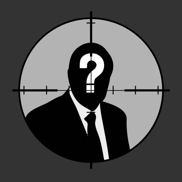 Hombre Silueta Con Signo Interrogación Signo Francotirador — Vector de stock