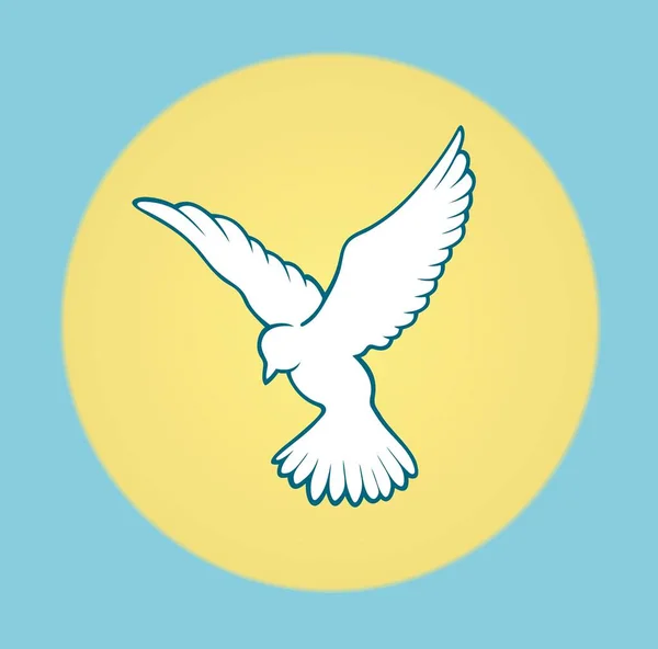 Güneş Arka Planında Uçan Beyaz Kuş — Stok Vektör