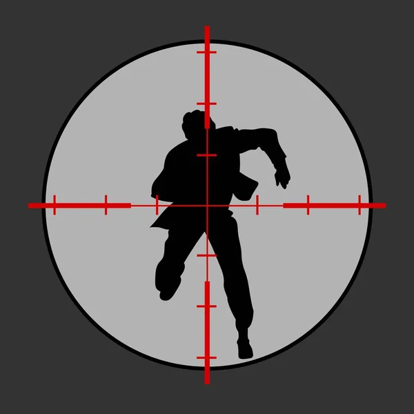 Silhouette Running Man Sur Cible Sniper — Image vectorielle