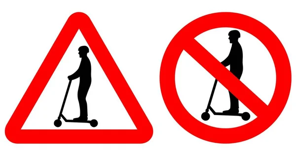 Sign Verboden Voor Scooters Aandacht Steppen Vector Illustratie Vectorbeelden