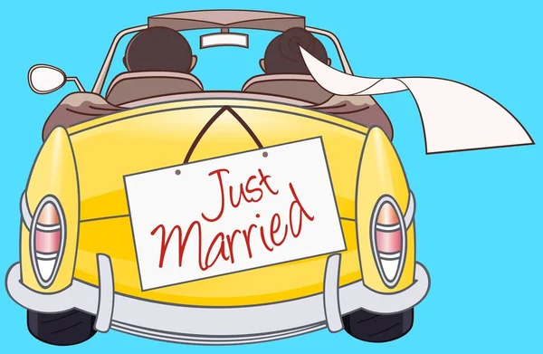 Just Married Couple Car Vector Illustration Stock Vector