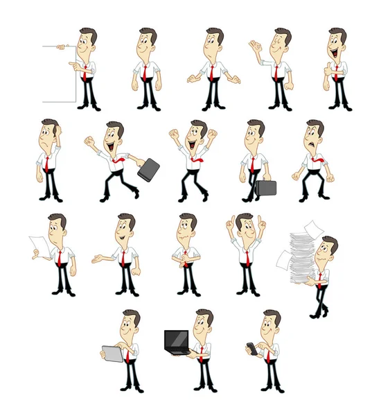 Cartoon businessman figure in many poses