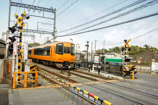 Nara Japonsko Únor 2018 Detailní Zastavení Pohybu Nara Místní Vlak — Stock fotografie