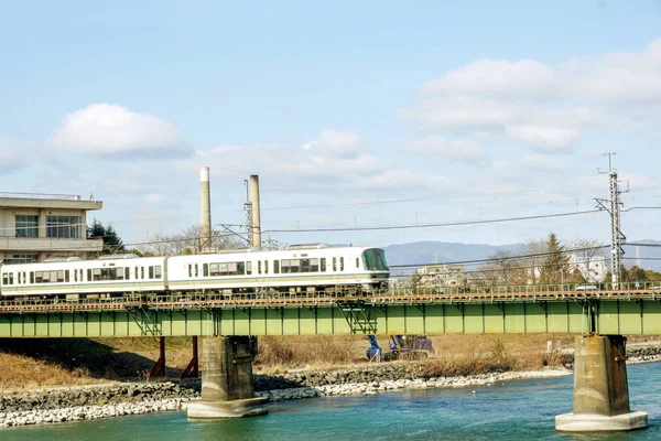 Uji Prefektura Kjóto Japonsko Února 2018 Detailní Bílá Vlak Přechodu — Stock fotografie