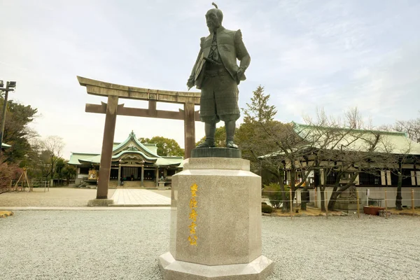 Osaka Japan Juni 2018 Närbild Toyotomi Hideyoshi Staty Staden Linjal — Stockfoto