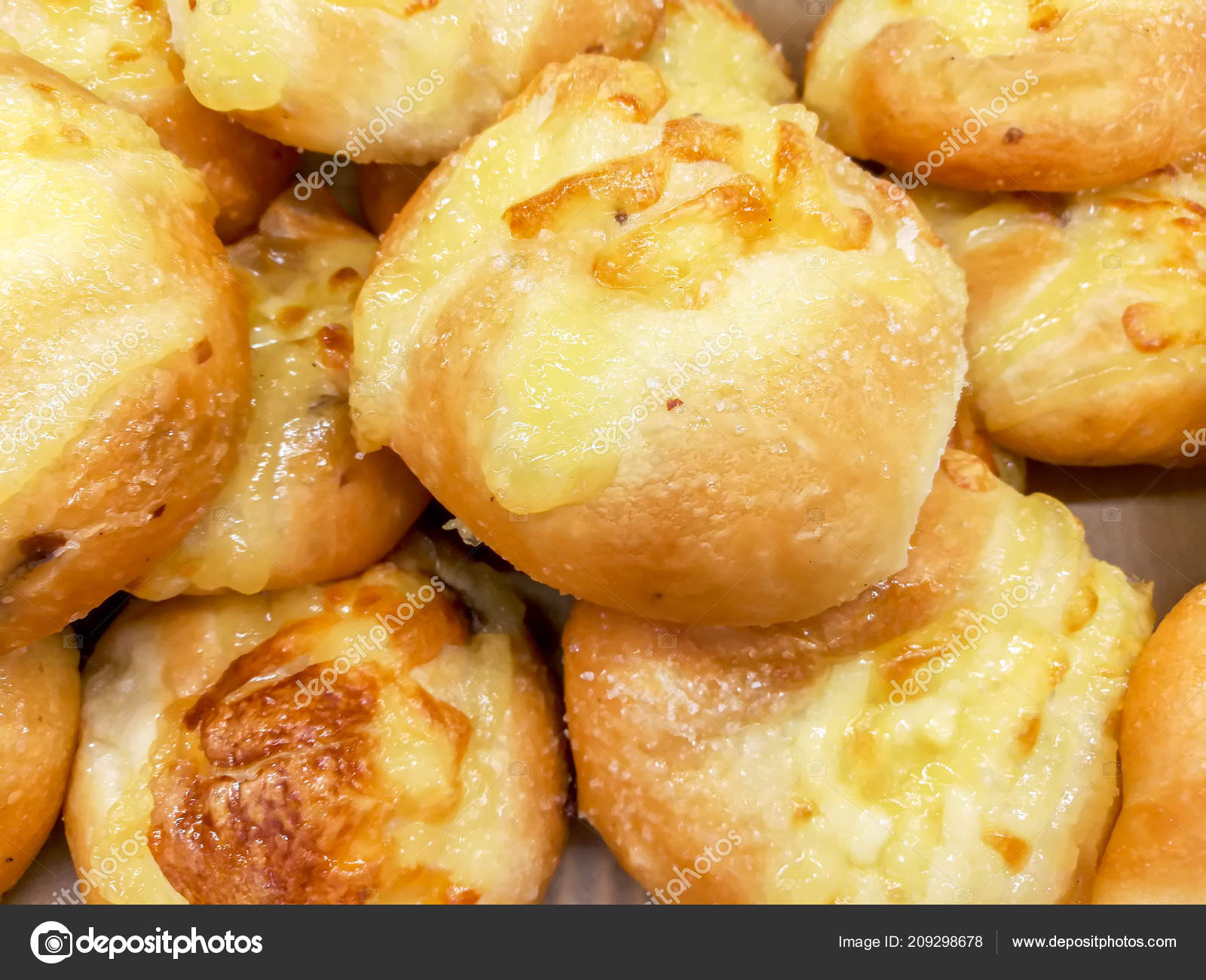 Closeup Crop Cheese Breads Bakery Shop Background Wallpaper Stock