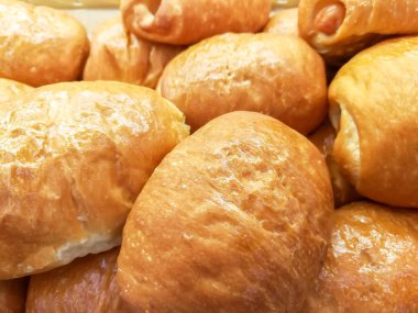 Closeup arka plan ve bir fırın dükkanda sosis topuz duvar kağıdı.