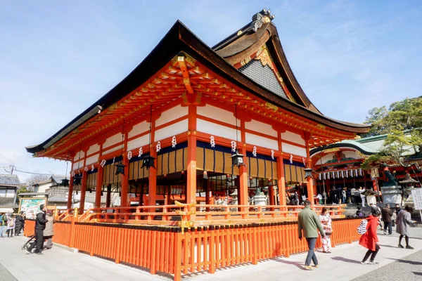 Kjóto Japonsko Srpna 2018 Červená Uctívají Hala Fushimi Inari Shrine — Stock fotografie