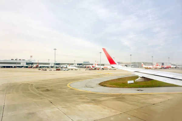 Bangkok Tayland 11August 2018 Uçak Görünümünü Sırasında Uçak Dönüşü Mavi — Stok fotoğraf