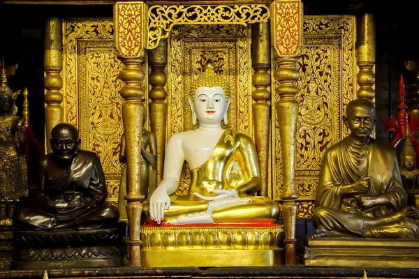 Antigua Estatua Buda Oro Arte Birmano Santuario Wat Phra Que — Foto de Stock