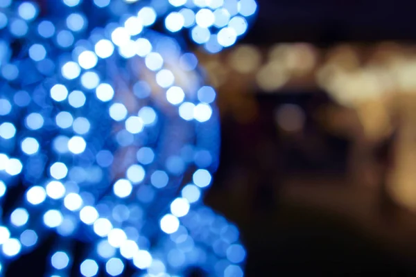 Primo Piano Raccolto Con Sfocato Bokeh Decorato Led Natale Illuminazione — Foto Stock