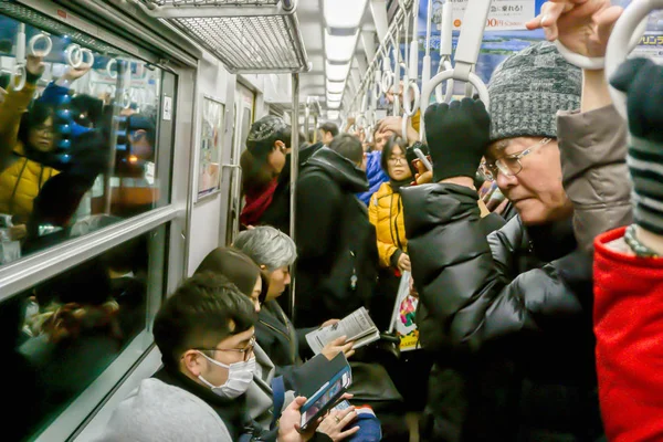 Osaka Japonsko Února 2018 Obraz Přetížení Národů Pracovní Dny Ráno — Stock fotografie