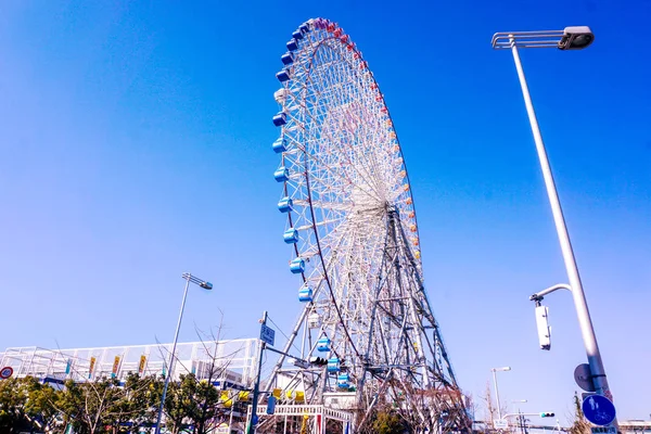 Osaka Japán Január 2019 Látvány Kilátás Tempozan Óriáskerék Kaiyukan Bevásárlóközpont — Stock Fotó