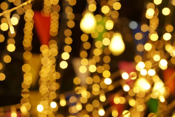 Sfocato Bokeh Luci Del Partito Del Led Illuminazione Refection Sullo — Foto Stock