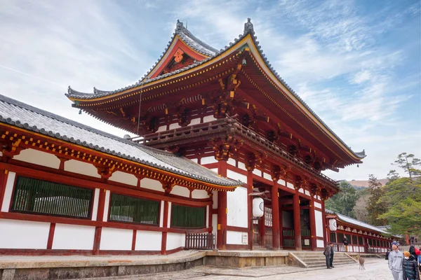 Nara Japonsko Leden 2019 Perspektivní Pohled Dřevěné Hlavní Bráně Todaiji — Stock fotografie