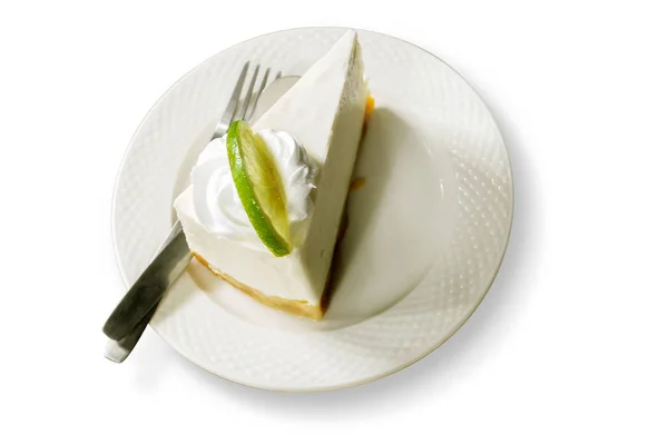 Torta Alla Crema Lime Stile Tailandese Vista Dall Alto Piatto — Foto Stock