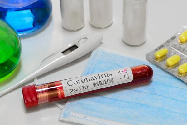 Covid Laboratory Test Tube Laboratory Sample Blood Testing Diagnosis Coronavirus — Stock Photo, Image