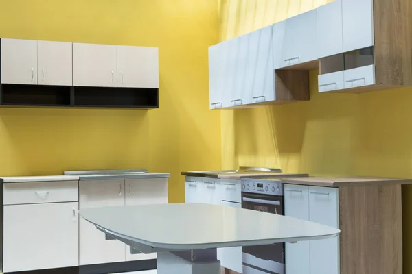 Intérieur Moderne Cuisine Avec Mobilier Comptoir Pour Concept Design Arrière — Photo