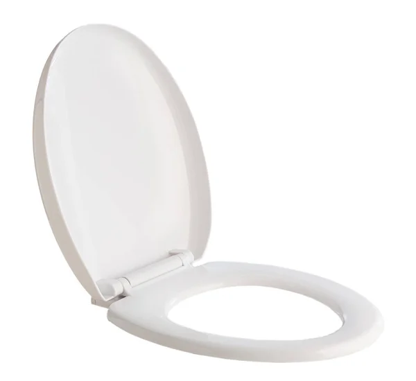 Открытое Вырезанное Белое Сиденье Туалета Белом Фоне — стоковое фото