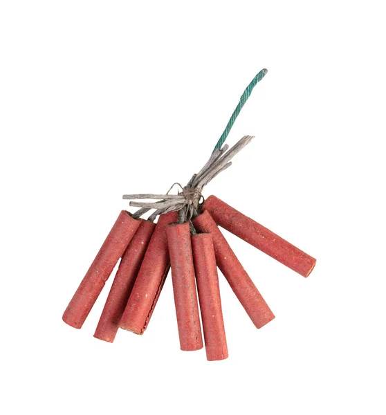 Group Red Firecrackers White Background — Stock Photo, Image