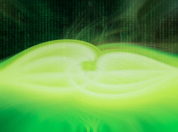 Green graphics with background waves. Design digital technology concept