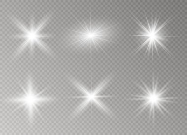 Parlak ışık efekti. Parıltılı yıldız patlaması. Vektör illüstrasyonu.
