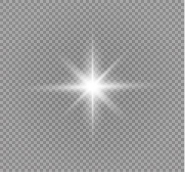 Parlak ışık efekti. Parıltılı yıldız patlaması. Vektör illüstrasyonu.