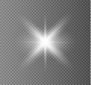 Parlak ışık efekti. Parıltılı yıldız patlaması. Vektör illüstrasyonu.