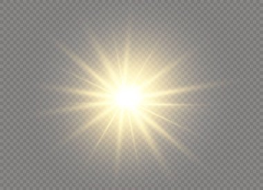 Parlak ışık efekti. Parıltılı yıldız patlaması. Vektör illüstrasyonu