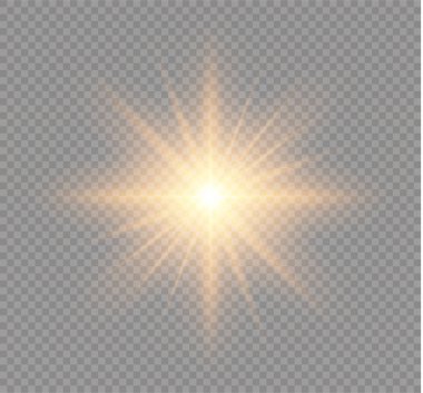Parlak ışık efekti. Parıltılı yıldız patlaması. Vektör illüstrasyonu.