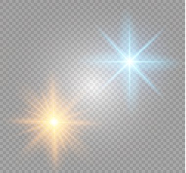 Parlak ışık efekti. Parıltılı yıldız patlaması. Vektör illüstrasyonu.