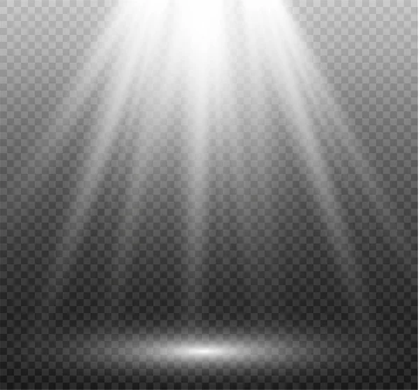 Белый светящийся свет лопнул взрыв на прозрачном фоне. Векторная иллюстрация светового эффекта с помощью луча. Яркая звезда. Яркое солнце, яркая вспышка. Яркая вспышка . — стоковый вектор